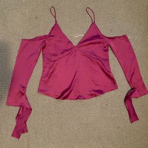 Satin Shoulder Cutout Blouse